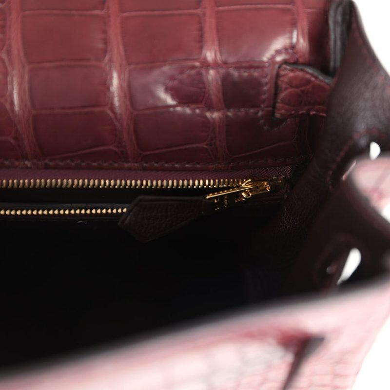 Hermes Kelly Retourne 28 Bordeaux Matte Alligator Gold Hardware - Image 7