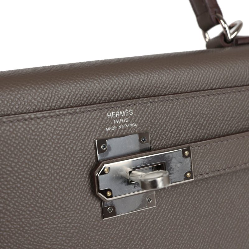 Hermes Kelly Sellier 28 Etain Epsom Palladium Hardware - Image 6