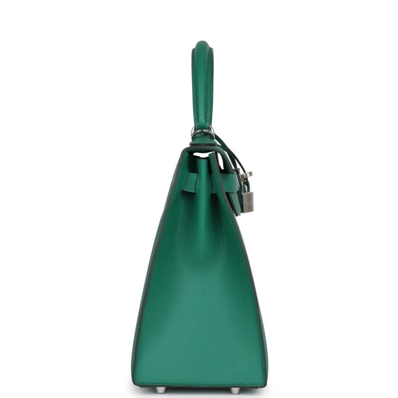 Hermes Kelly Sellier 28 Vert Vertigo Epsom Palladium Hardware - Image 3