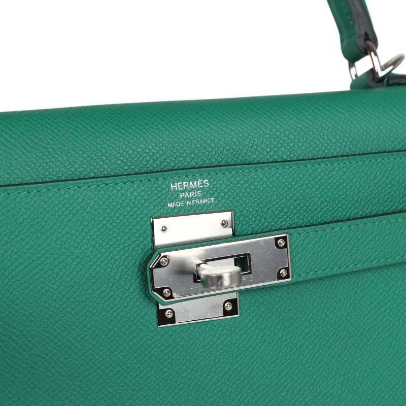 Hermes Kelly Sellier 28 Vert Vertigo Epsom Palladium Hardware - Image 6