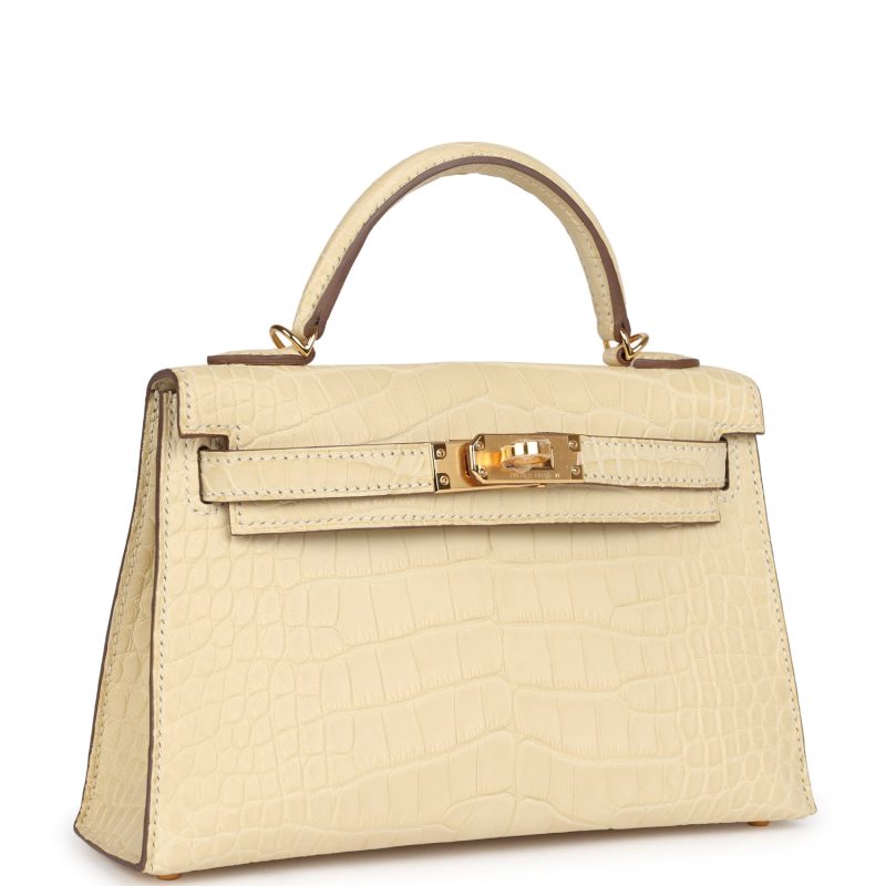 Hermes Kelly Sellier 20 Vanille Matte Alligator Gold Hardware - Image 2
