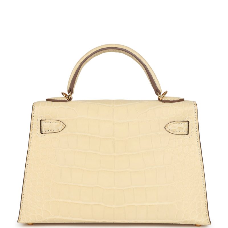 Hermes Kelly Sellier 20 Vanille Matte Alligator Gold Hardware - Image 4