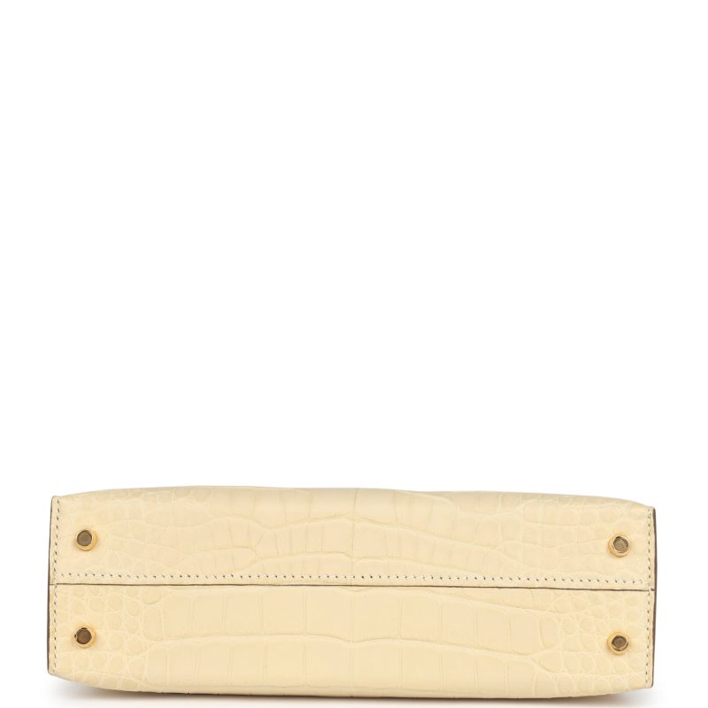 Hermes Kelly Sellier 20 Vanille Matte Alligator Gold Hardware - Image 5