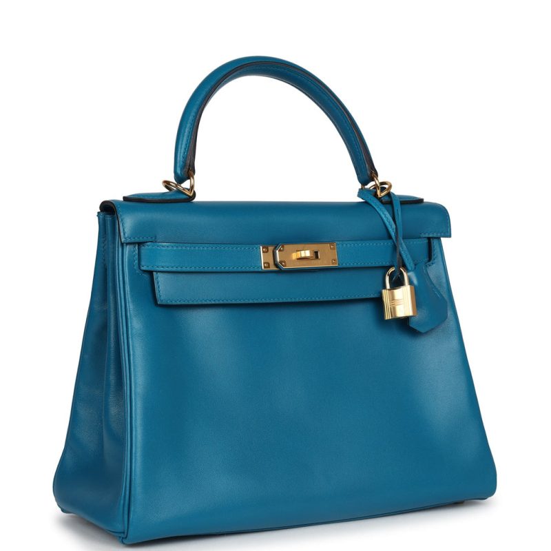 Hermes Kelly Retourne 28 Bleu Izmir Tadelakt Gold Hardware - Image 2