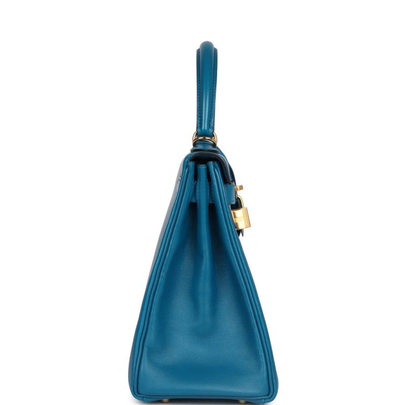 Hermes Kelly Retourne 28 Bleu Izmir Tadelakt Gold Hardware - Image 3