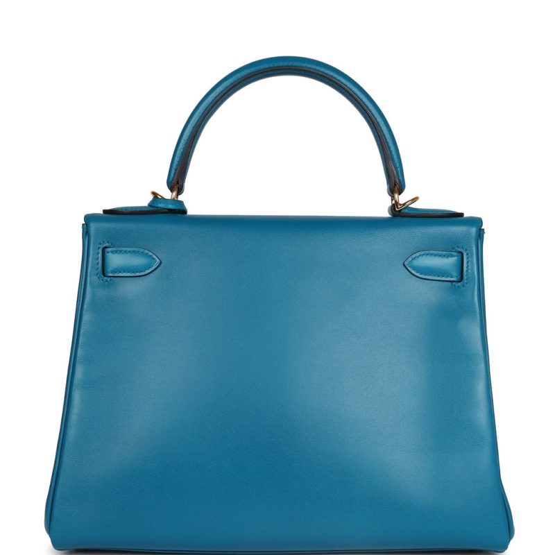 Hermes Kelly Retourne 28 Bleu Izmir Tadelakt Gold Hardware - Image 4