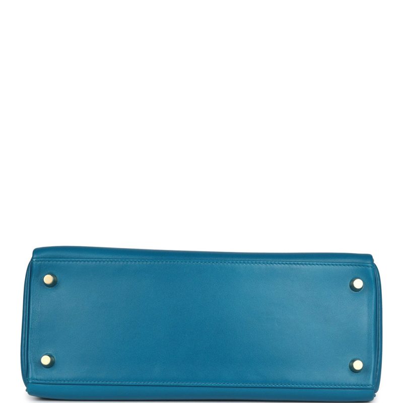 Hermes Kelly Retourne 28 Bleu Izmir Tadelakt Gold Hardware - Image 5