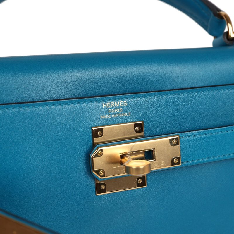 Hermes Kelly Retourne 28 Bleu Izmir Tadelakt Gold Hardware - Image 6
