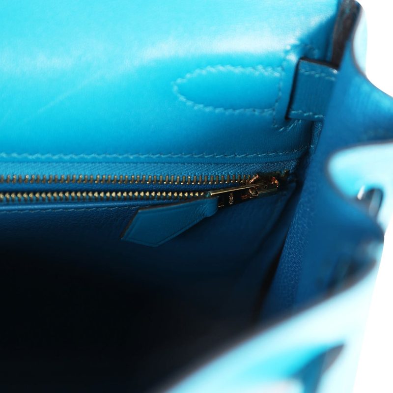 Hermes Kelly Retourne 28 Bleu Izmir Tadelakt Gold Hardware - Image 8