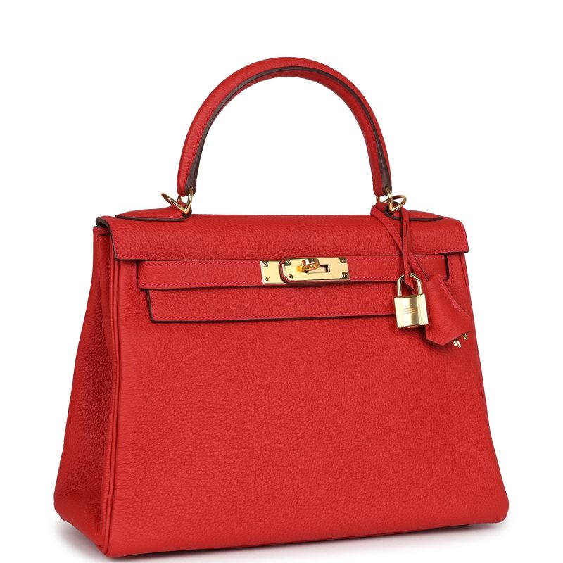 Hermes Kelly Retourne 28 Geranium Togo Gold Hardware - Image 2