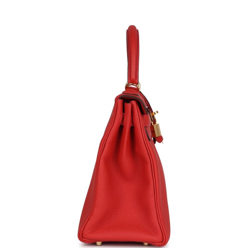 Hermes Kelly Retourne 28 Geranium Togo Gold Hardware - Image 3