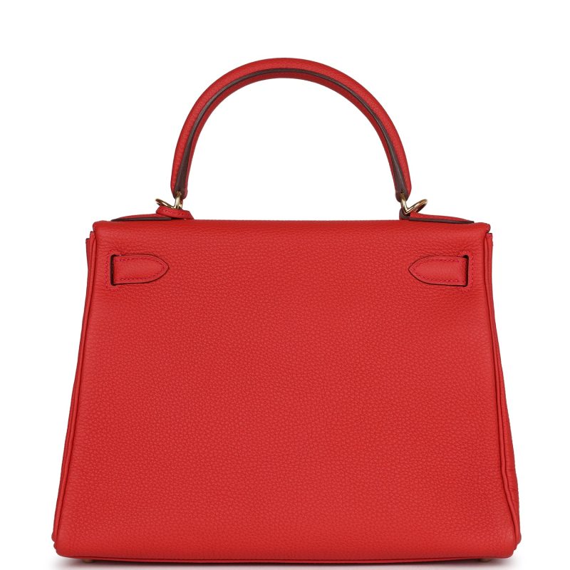 Hermes Kelly Retourne 28 Geranium Togo Gold Hardware - Image 4