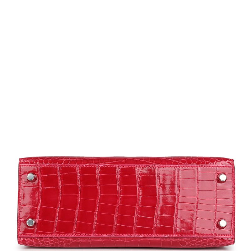 Hermes Kelly Sellier 25 Rose Extreme Shiny Alligator Palladium Hardware - Image 5