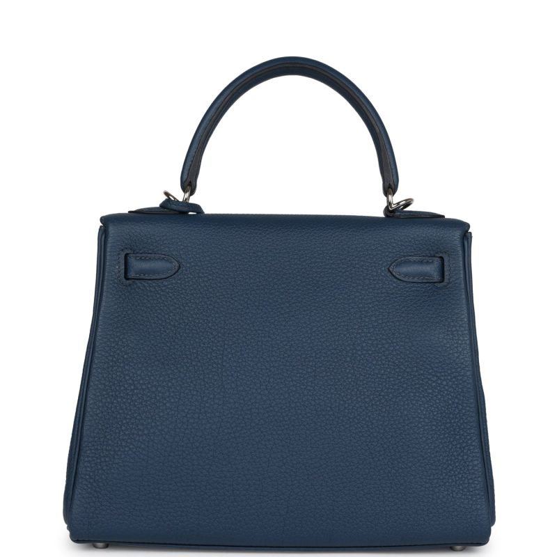 Hermes Kelly Retourne 25 Bleu De Prusse Togo Palladium Hardware - Image 4