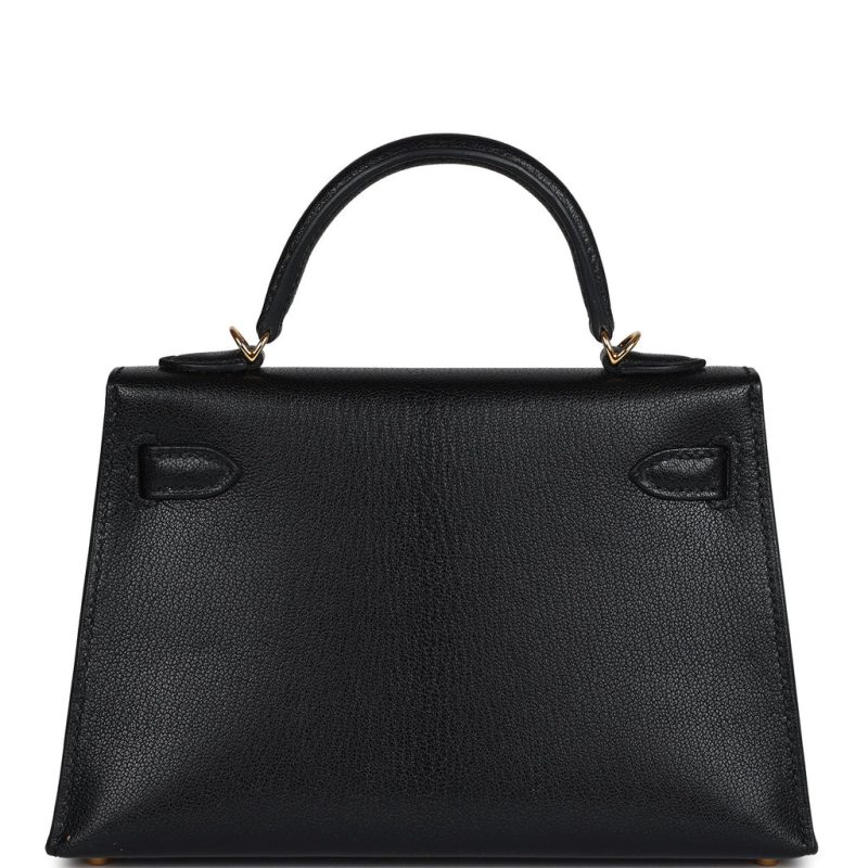 Hermes Kelly Sellier 20 Black Chevre Mysore Gold Hardware - Image 4