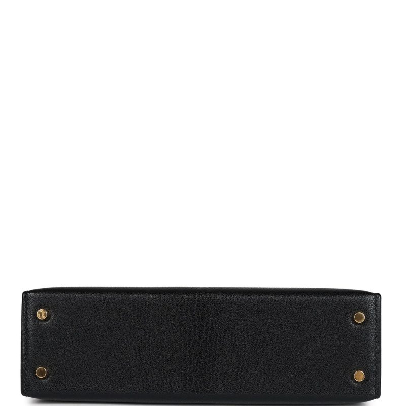 Hermes Kelly Sellier 20 Black Chevre Mysore Gold Hardware - Image 5
