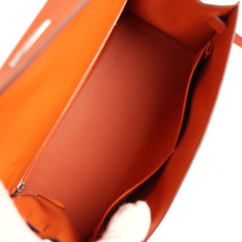 Hermes Kelly Sellier 28 Orange Epsom Palladium Hardware - Image 7