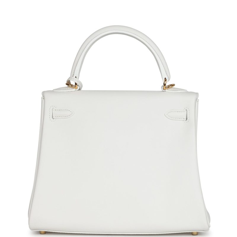 Hermes Kelly Retourne 25 New White Swift Gold Hardware - Image 4