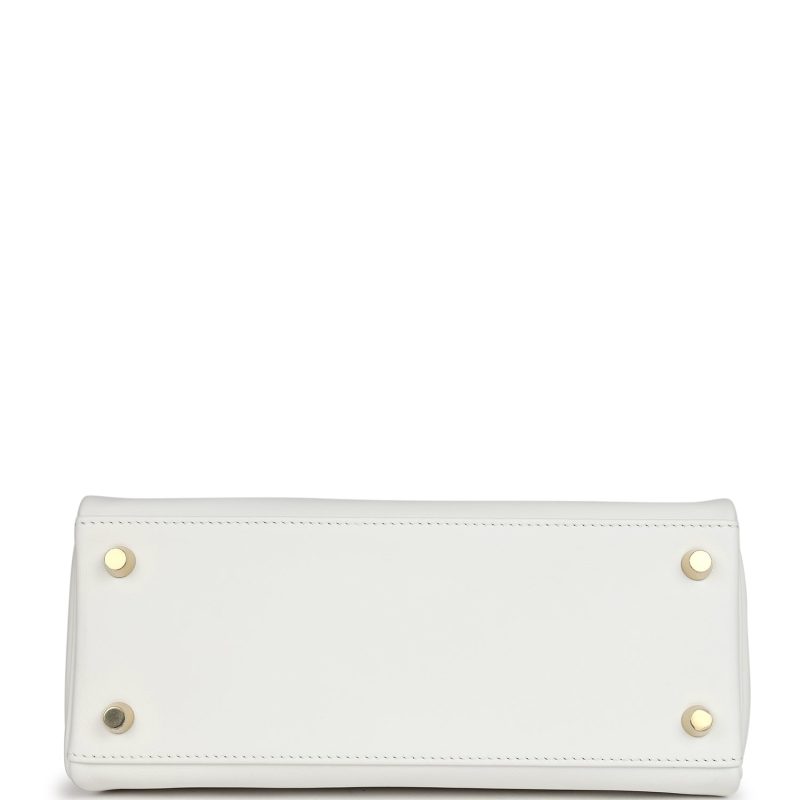 Hermes Kelly Retourne 25 New White Swift Gold Hardware - Image 5
