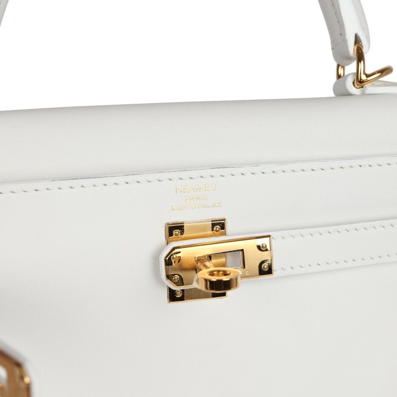 Hermes Kelly Retourne 25 New White Swift Gold Hardware - Image 6