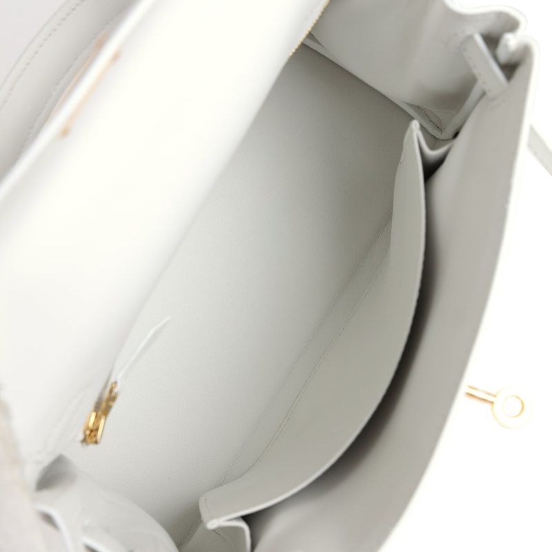 Hermes Kelly Retourne 25 New White Swift Gold Hardware - Image 7