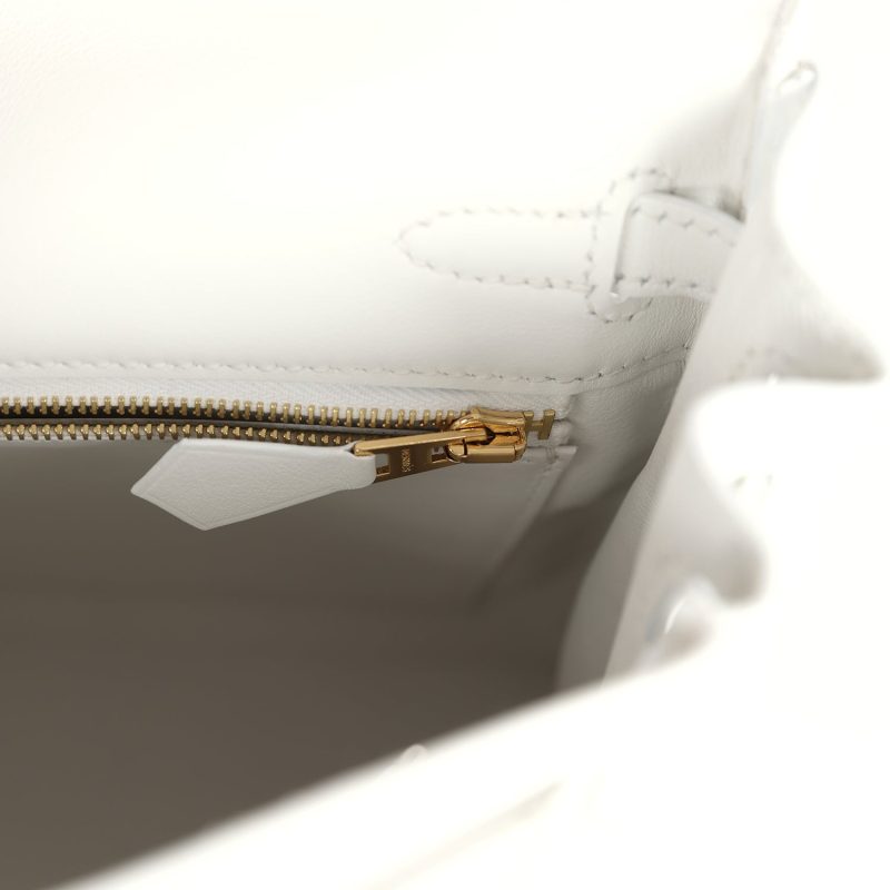 Hermes Kelly Retourne 25 New White Swift Gold Hardware - Image 8