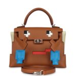 Hermes “Quelle Idolle” Picto Kelly Doll Gold, Bleu Zanzibar, Jaune Milton and Orange Field Epsom/Swift Palladium Hardware