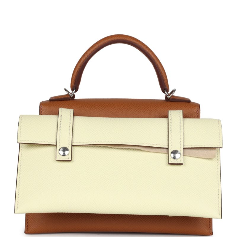 Hermes “Quelle Idolle” Picto Kelly Doll Gold, Bleu Zanzibar, Jaune Milton and Orange Field Epsom/Swift Palladium Hardware - Image 4