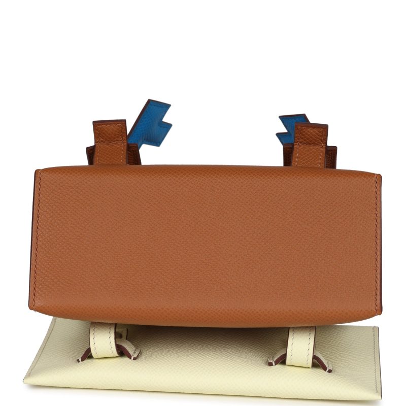 Hermes “Quelle Idolle” Picto Kelly Doll Gold, Bleu Zanzibar, Jaune Milton and Orange Field Epsom/Swift Palladium Hardware - Image 5