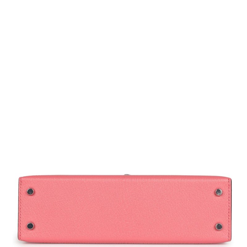 Hermes Kelly Sellier 20 Rose D’Ete Verso Chevre Palladium Hardware - Image 5