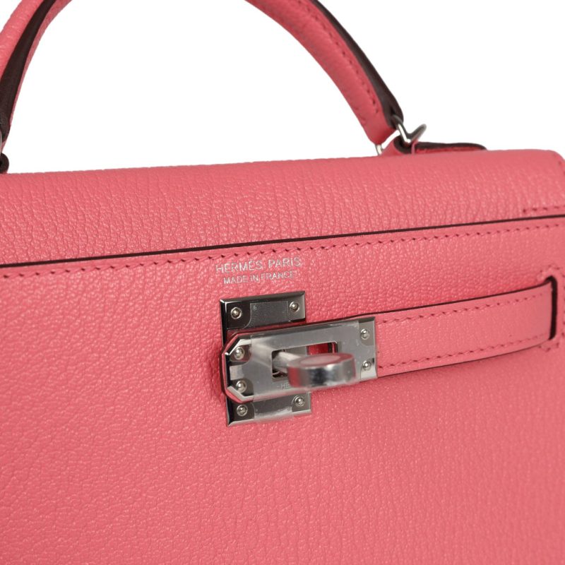 Hermes Kelly Sellier 20 Rose D’Ete Verso Chevre Palladium Hardware - Image 6