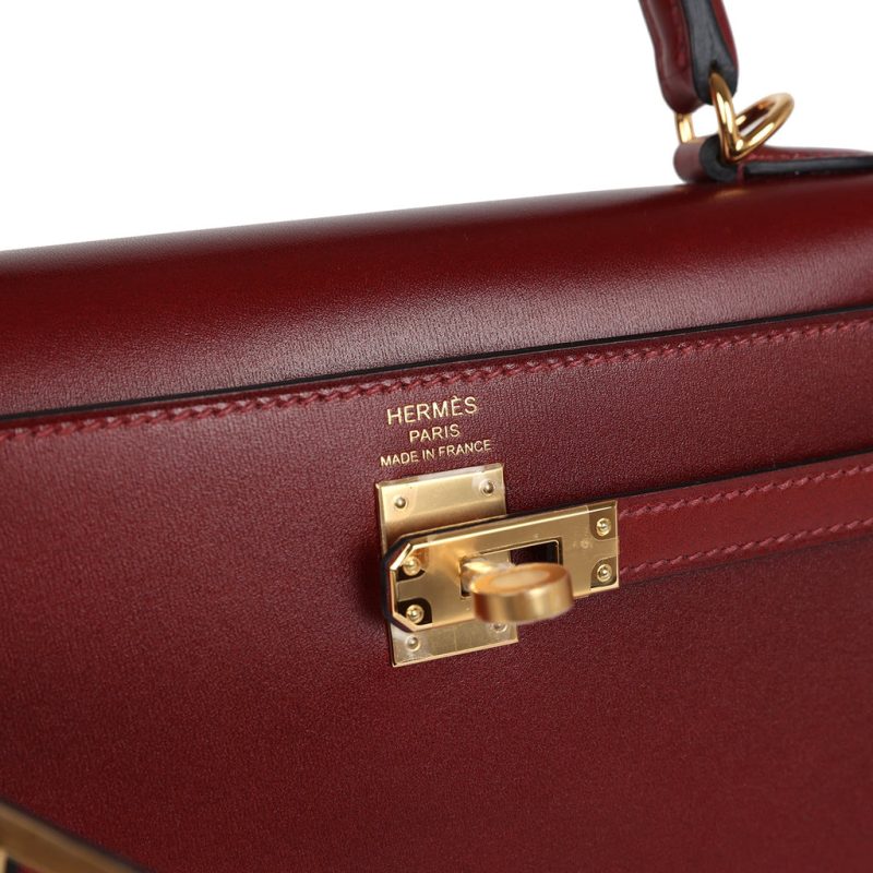 Hermes Kelly Sellier 25 Rouge H Box Gold Hardware - Image 6