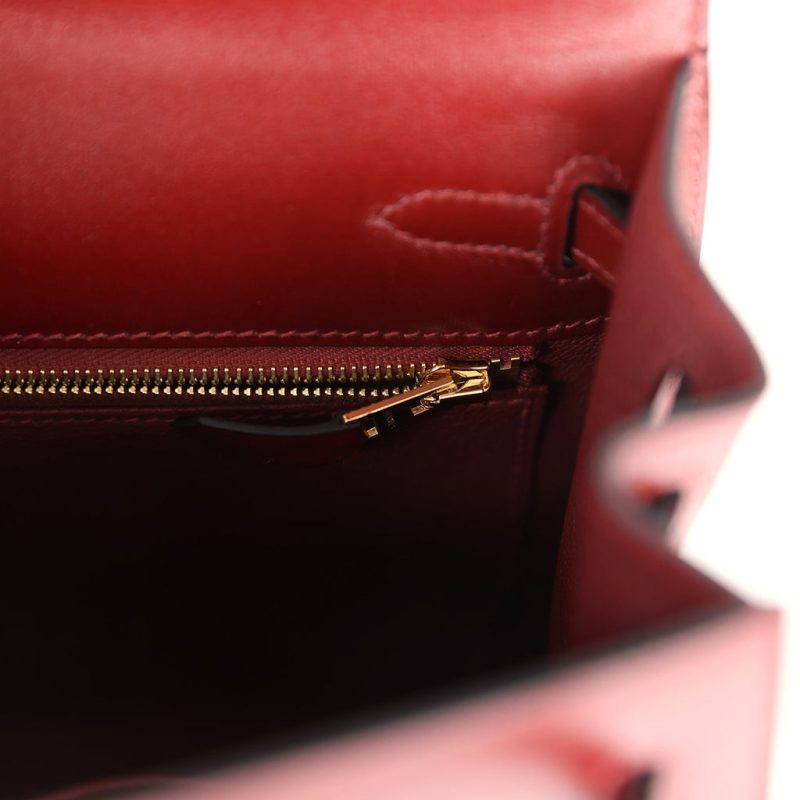 Hermes Kelly Sellier 25 Rouge H Box Gold Hardware - Image 8