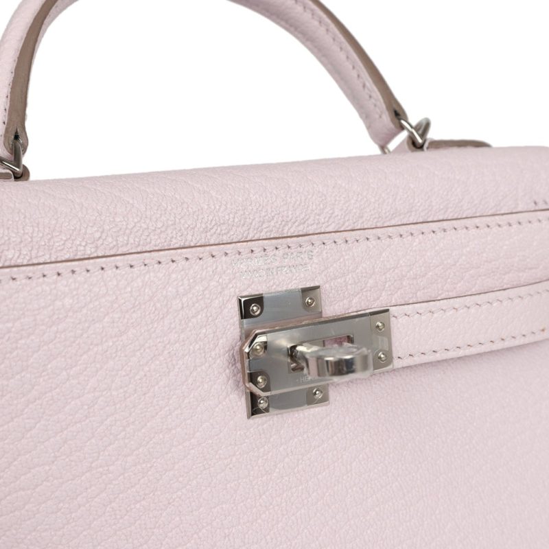 Hermes Kelly Sellier 20 Mauve Pale Chevre Palladium Hardware - Image 6