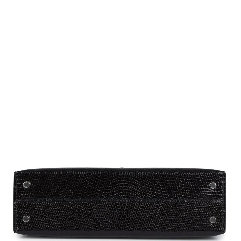 Hermes Kelly Sellier 20 Black Varanus Niloticus Lizard Palladium Hardware - Image 5