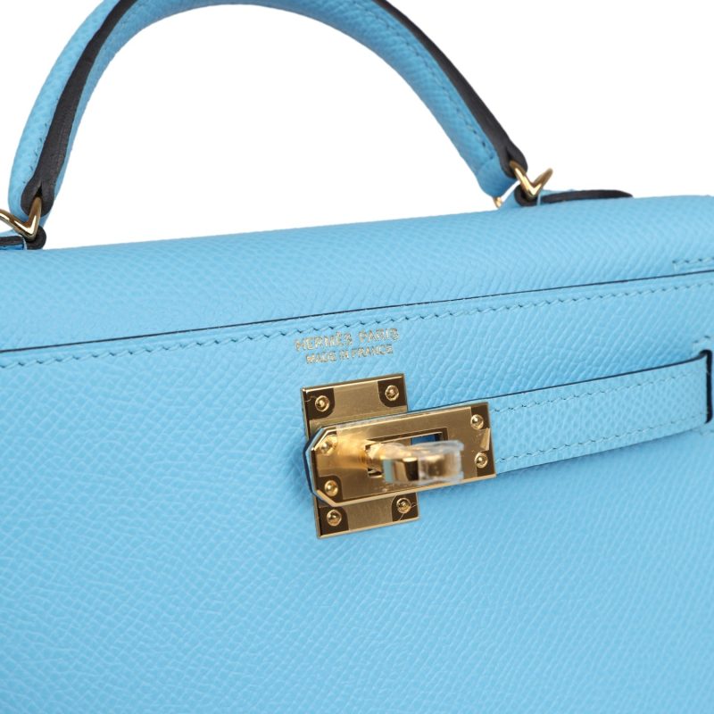Hermes Kelly Sellier 20 Celeste Epsom Gold Hardware - Image 6