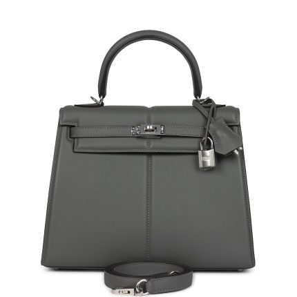 Hermes Kelly Sellier 25 Gris Meyer Swift Palladium Hardware