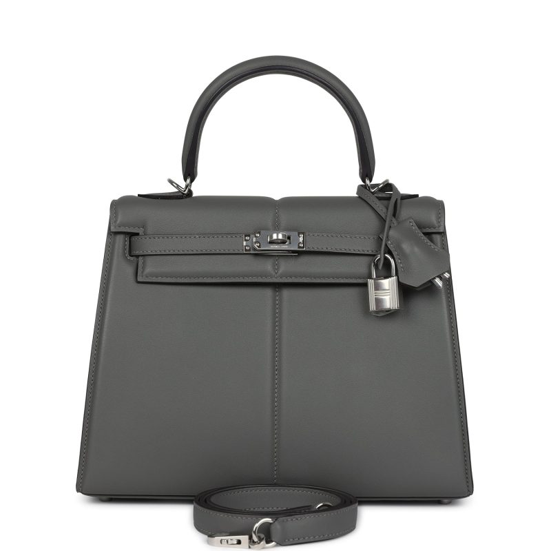 Hermes Kelly Sellier 25 Gris Meyer Swift Palladium Hardware