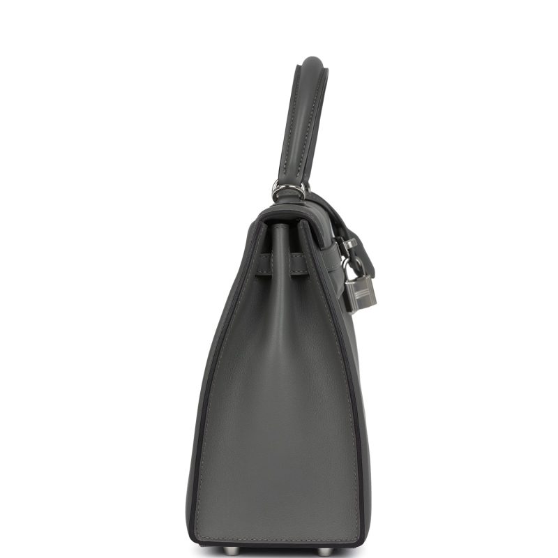 Hermes Kelly Sellier 25 Gris Meyer Swift Palladium Hardware - Image 3