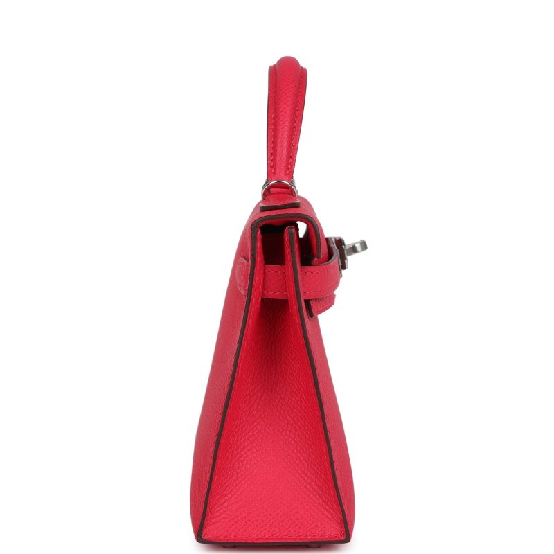 Hermes Kelly Sellier 20 Rose Extreme Epsom Palladium Hardware - Image 3