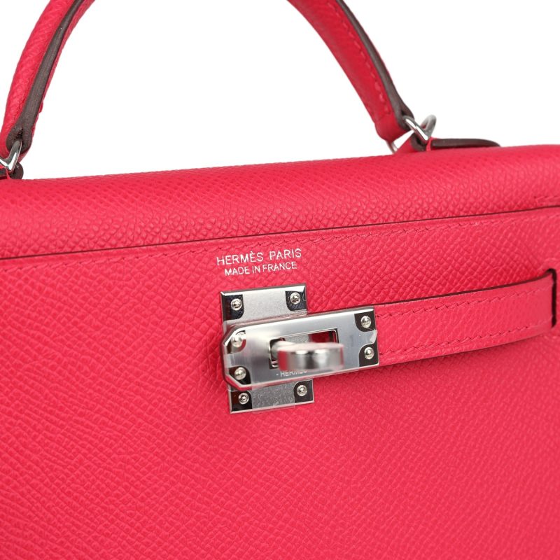 Hermes Kelly Sellier 20 Rose Extreme Epsom Palladium Hardware - Image 6