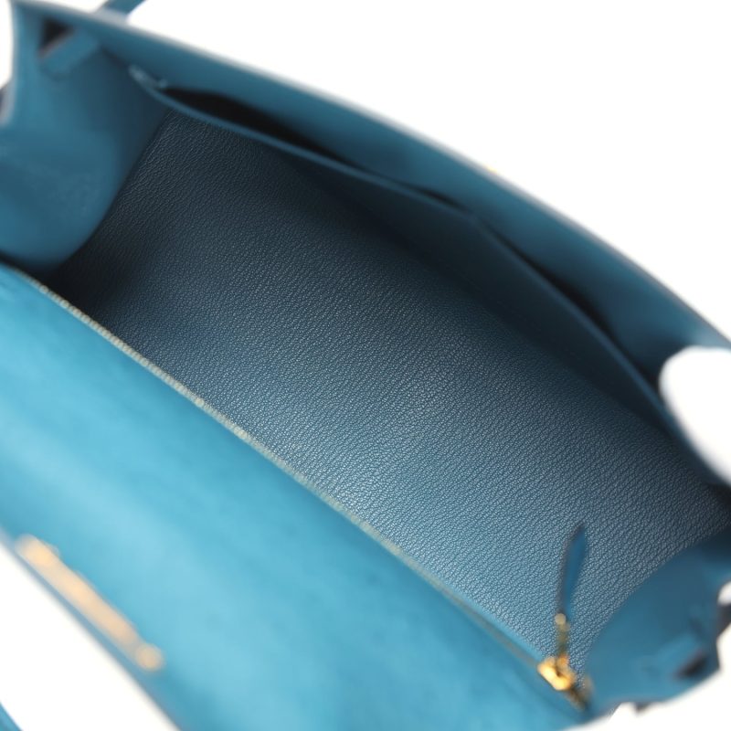 Hermes Kelly Sellier 28 Cobalt Ostrich Gold Hardware - Image 7