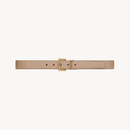 cassandre belt with square buckle in shiny box saint laurent leather