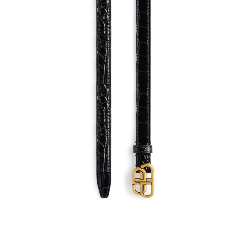 Women’s Bb Super Thin Belt in Black - Image 2