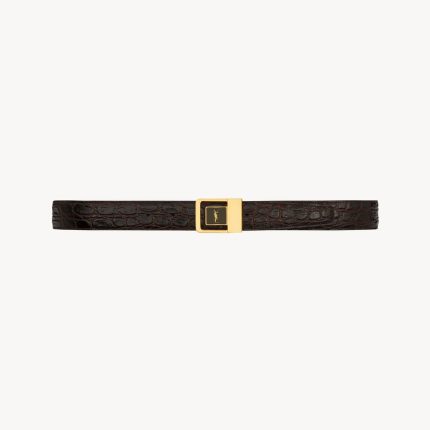 la 66 buckle belt in crocodile-embossed leather