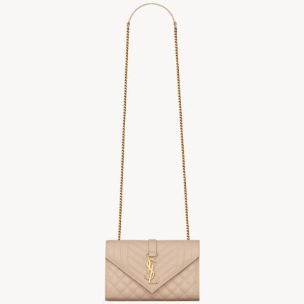 YSL Envelope Small in Quilted Grain De Poudre Embossed Leather