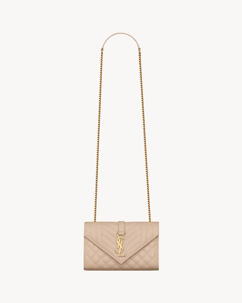 YSL Envelope Small in Quilted Grain De Poudre Embossed Leather