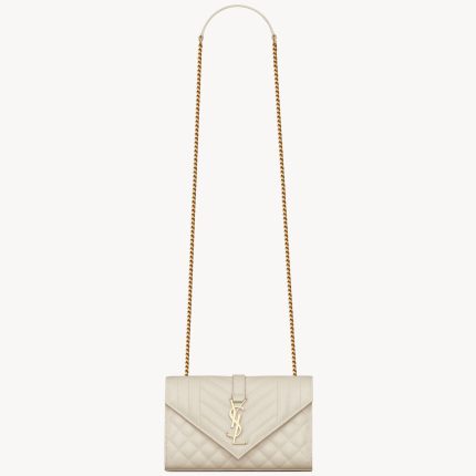 YSL Envelope Small in Quilted Grain De Poudre Embossed Leather