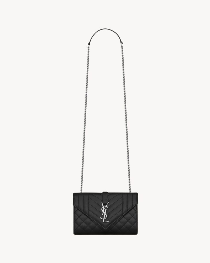 YSL Envelope Small in Quilted Grain De Poudre Embossed Leather