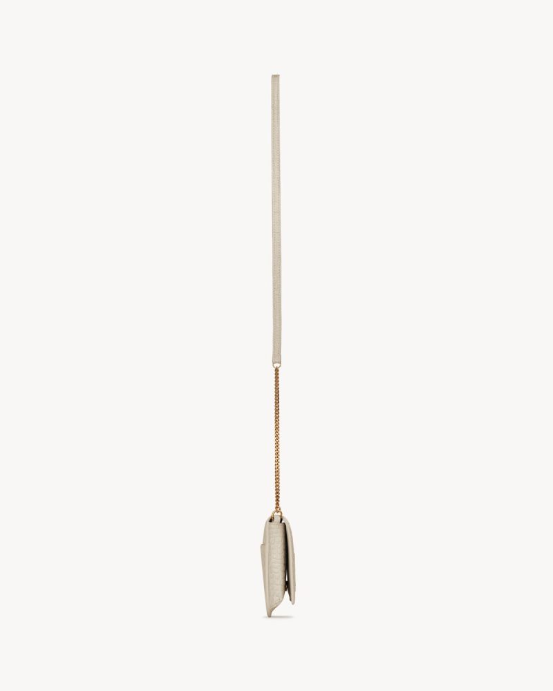 YSL Cassandre Phone Holder in Shiny Crocodile-Embossed Leather - Image 4